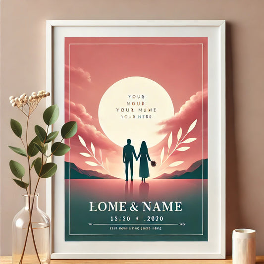 Affiche personnalisable-Amour & Coucher de soleil